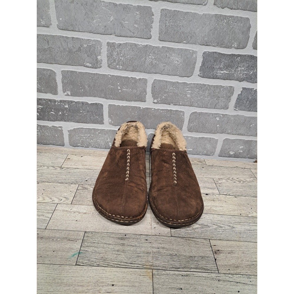 UGG Bettey Brown‎ Suede Shearling Lining Slip On Clog Shoes Women's Size 8